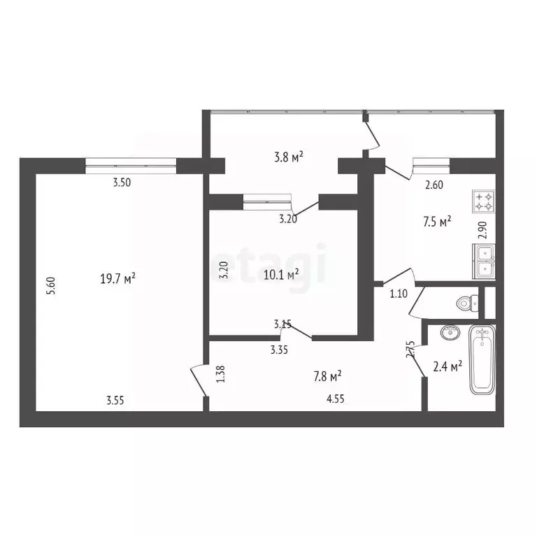 2-к кв. Крым, Феодосия ул. Гарнаева, 63А (48.4 м) - Фото 1