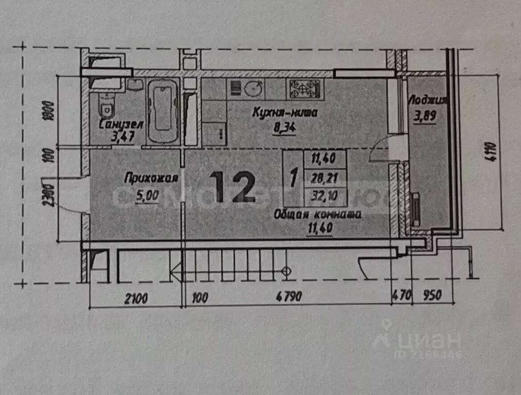 Студия Московская область, Наро-Фоминск пл. Свободы, 4 (28.9 м) - Фото 2
