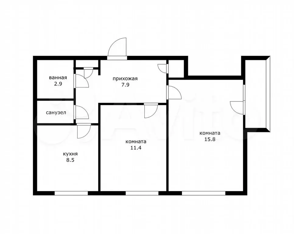 2-к. квартира, 50 м, 6/9 эт. - Фото 0