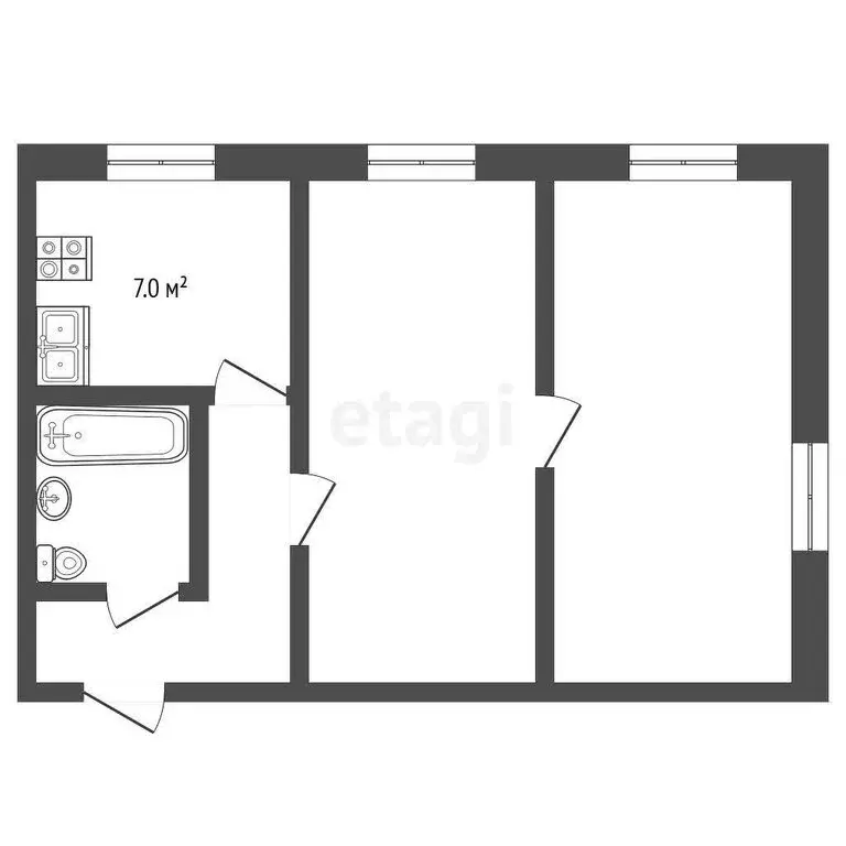 2-комнатная квартира: Клин, Молодёжная улица, 8 (41.2 м) - Фото 0