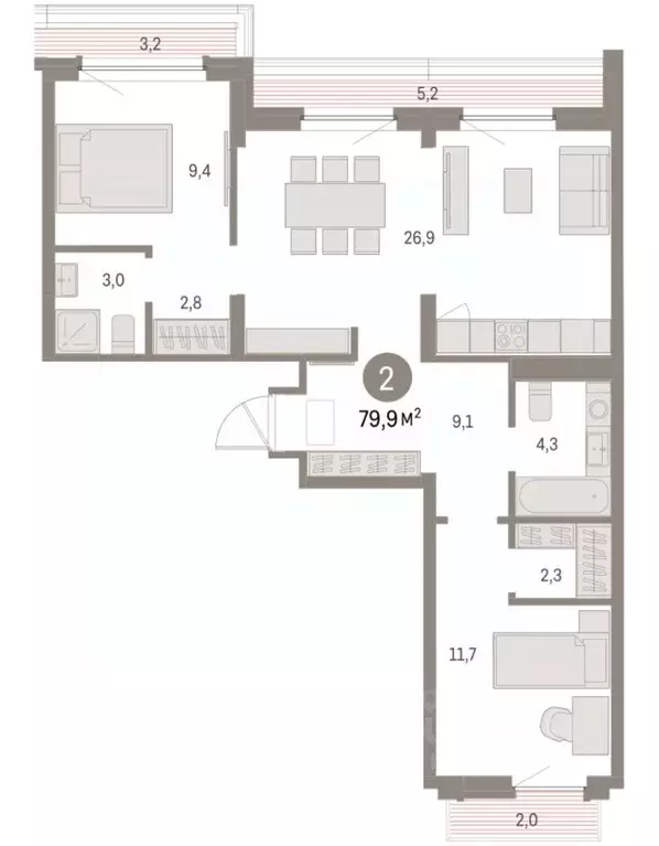 2-к кв. Свердловская область, Екатеринбург Академический мкр, 19-й ... - Фото 1