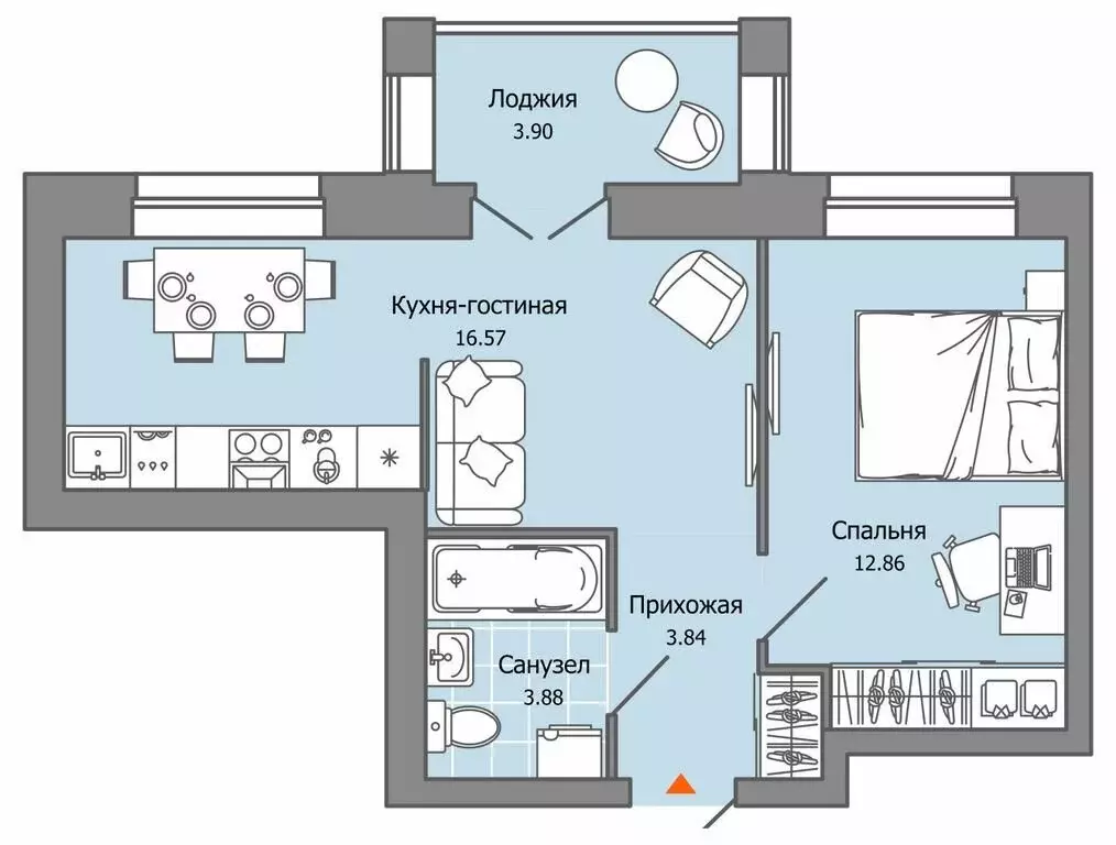 1-комнатная квартира: Ульяновск, жилой комплекс Город Новаторов (39 м) - Фото 0
