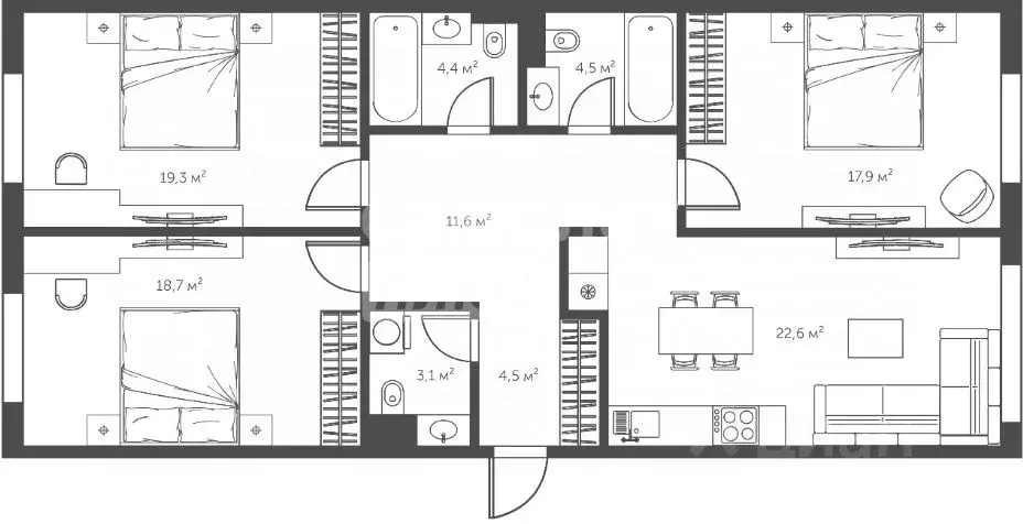 4-к кв. Москва Винницкая ул., 8к2 (105.0 м) - Фото 2