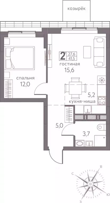 2-к кв. Пермский край, Пермь ул. Серебристая, 3А (41.5 м) - Фото 0