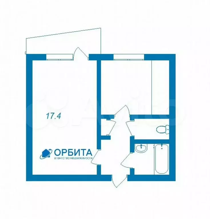 1-к. квартира, 33,9 м, 3/9 эт. - Фото 0