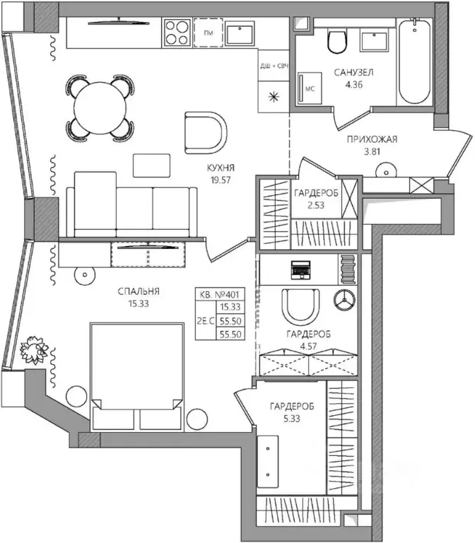 2-к кв. Пермский край, Пермь ш. Космонавтов, 10 (55.5 м) - Фото 1