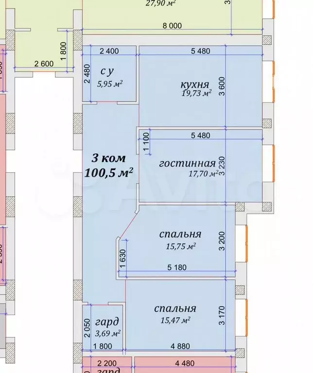 3-к. квартира, 101,5 м, 6/11 эт. - Фото 0