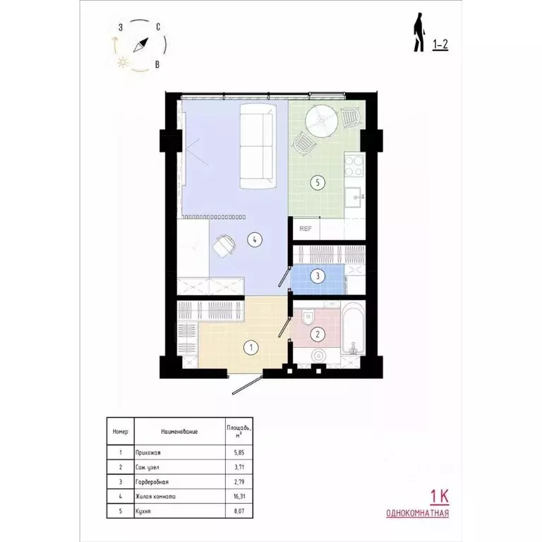 1-к кв. Приморский край, Владивосток Острогорный жилой комплекс (37.26 ... - Фото 1