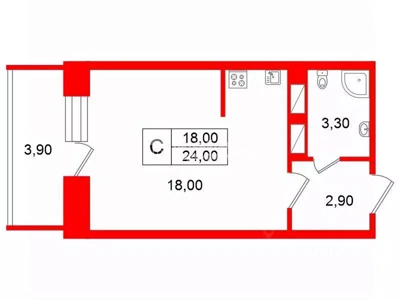 Квартира, студия, 24 м - Фото 0