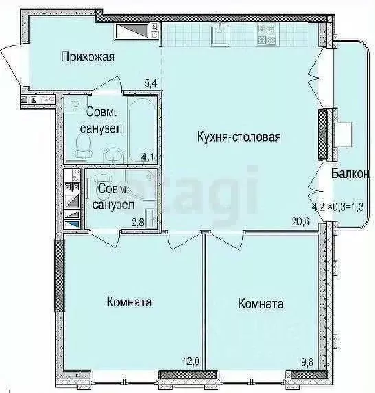 2-к кв. Удмуртия, Ижевск Красная ул., 118к2 (57.0 м) - Фото 2