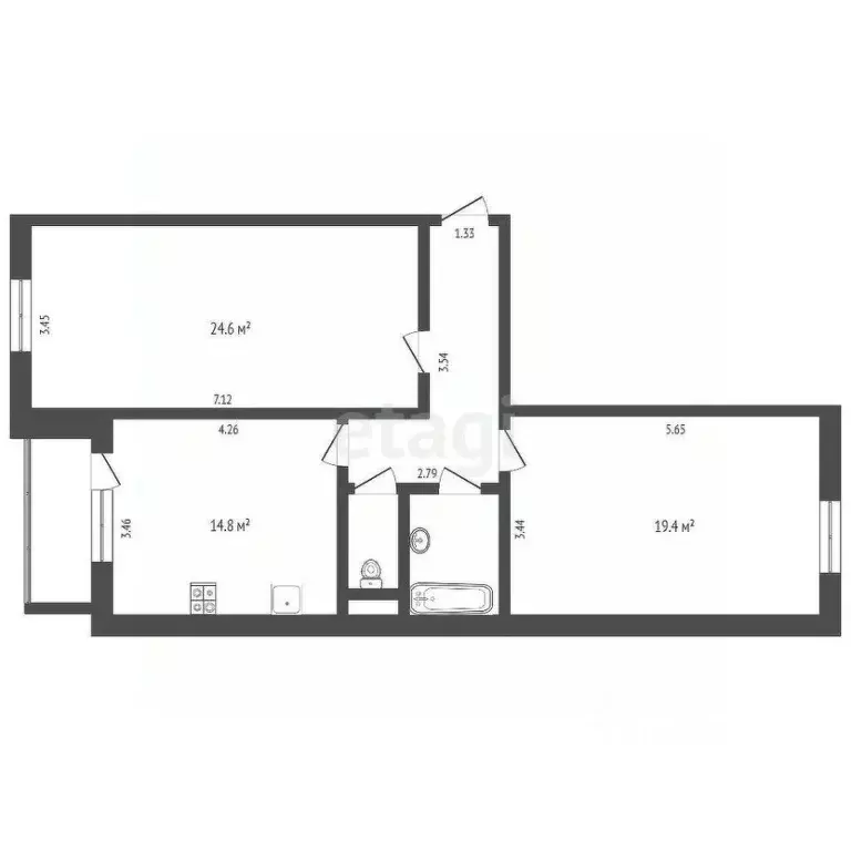 2-к кв. Тюменская область, Тюмень ул. 30 лет Победы, 18 (74.4 м) - Фото 2