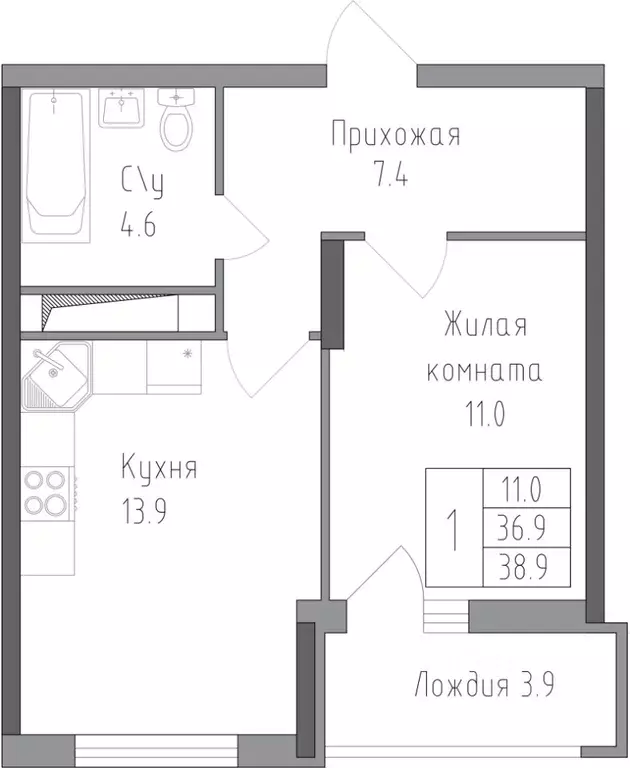 1-к кв. Липецкая область, Липецк ул. Тельмана, 120 (44.8 м) - Фото 0