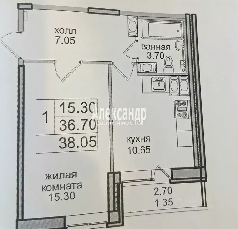 1-к кв. Санкт-Петербург пос. Парголово, проезд Толубеевский, 14к1 ... - Фото 2