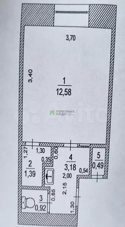 1-к. квартира, 19 м, 4/5 эт. - Фото 0
