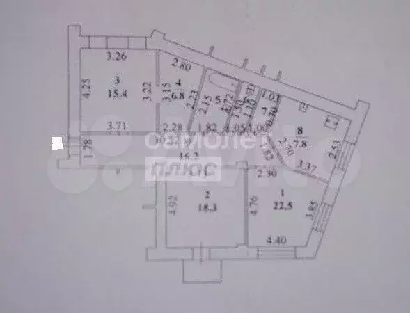 3-к. квартира, 95,5 м, 3/3 эт. - Фото 0