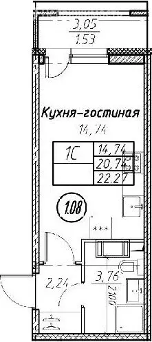 Квартира-студия: Мурино, Ручьёвский проспект, 6 (22.27 м) - Фото 0
