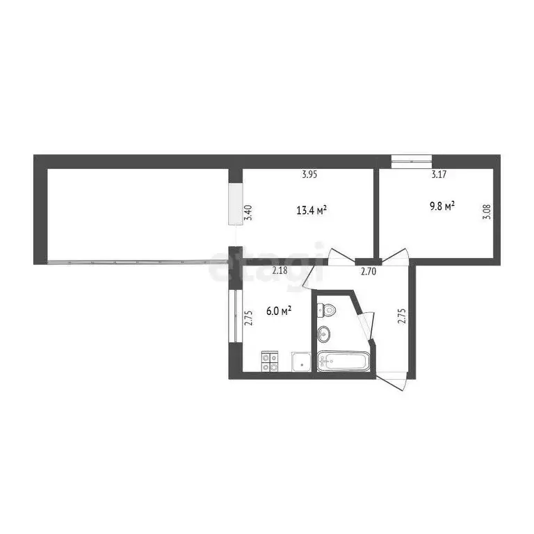 3-комнатная квартира: Тюмень, Военная улица, 23 (60 м) - Фото 1