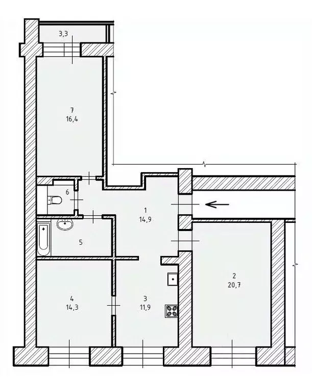 3-к кв. Санкт-Петербург Комендантский просп., 34к1 (84.0 м) - Фото 2