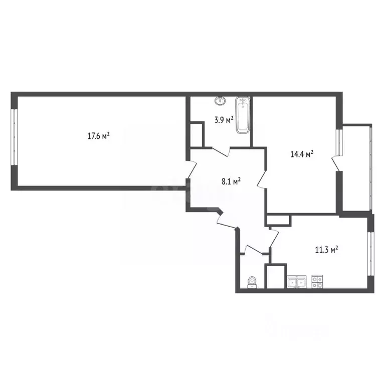 2-к кв. Санкт-Петербург ул. Русановская, 19к2 (57.1 м) - Фото 2