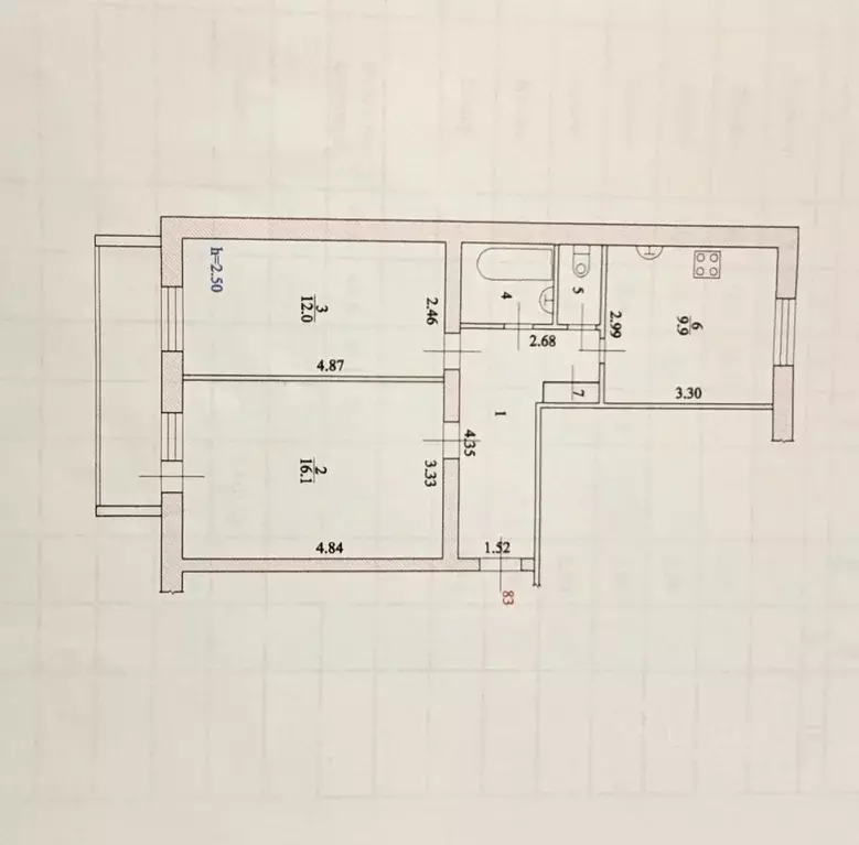 2-к кв. Волгоградская область, Волжский Оломоуцкая ул., 68 (49.8 м) - Фото 2