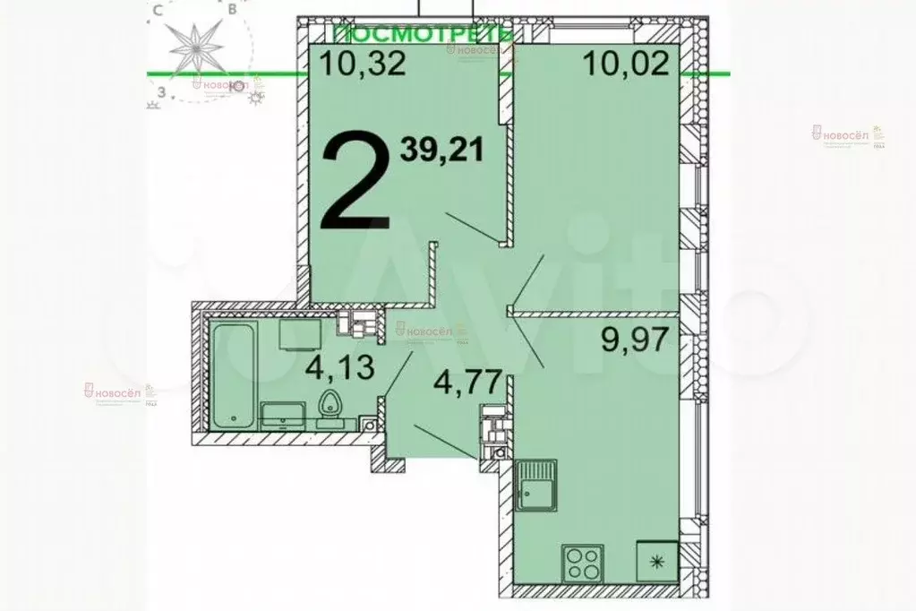 2-к. квартира, 40 м, 7/15 эт. - Фото 0