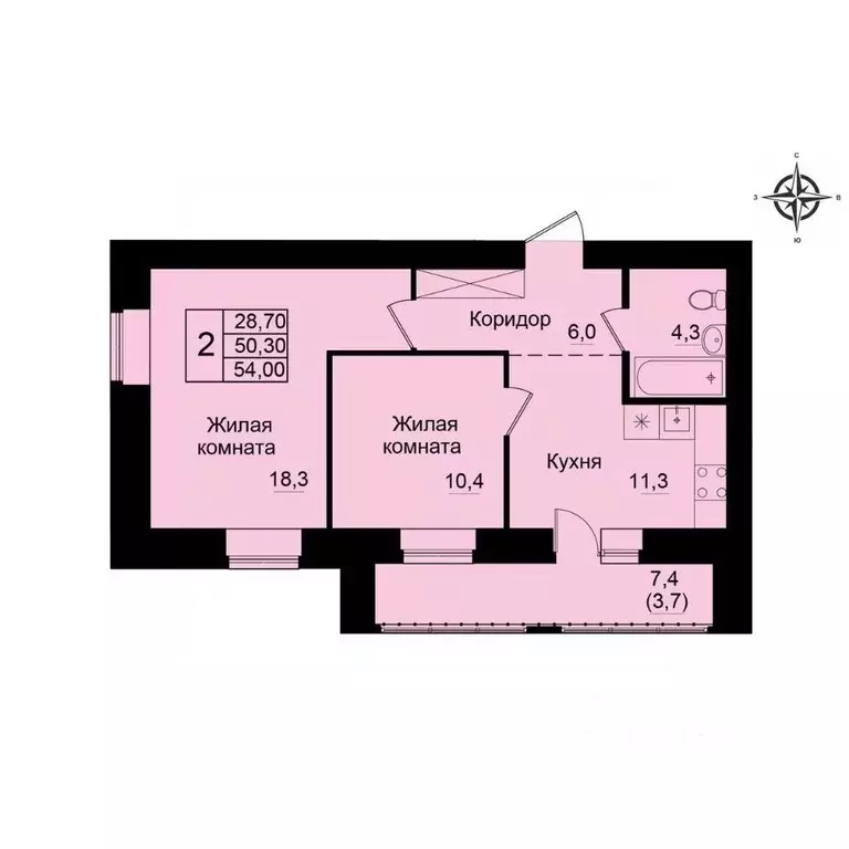 2-к кв. Кировская область, Киров Хлыновская ул., 21 (54.0 м) - Фото 1