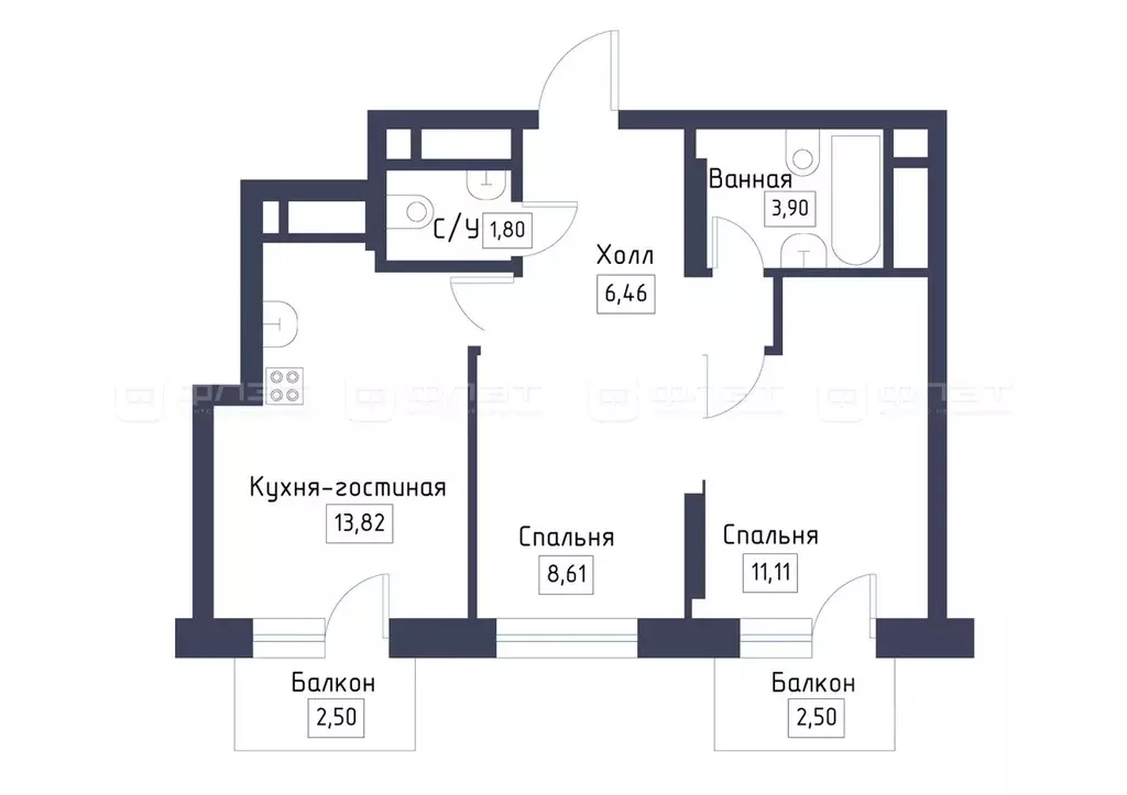 2-к кв. Татарстан, Зеленодольский район, Осиновское с/пос, с. Осиново, ... - Фото 1