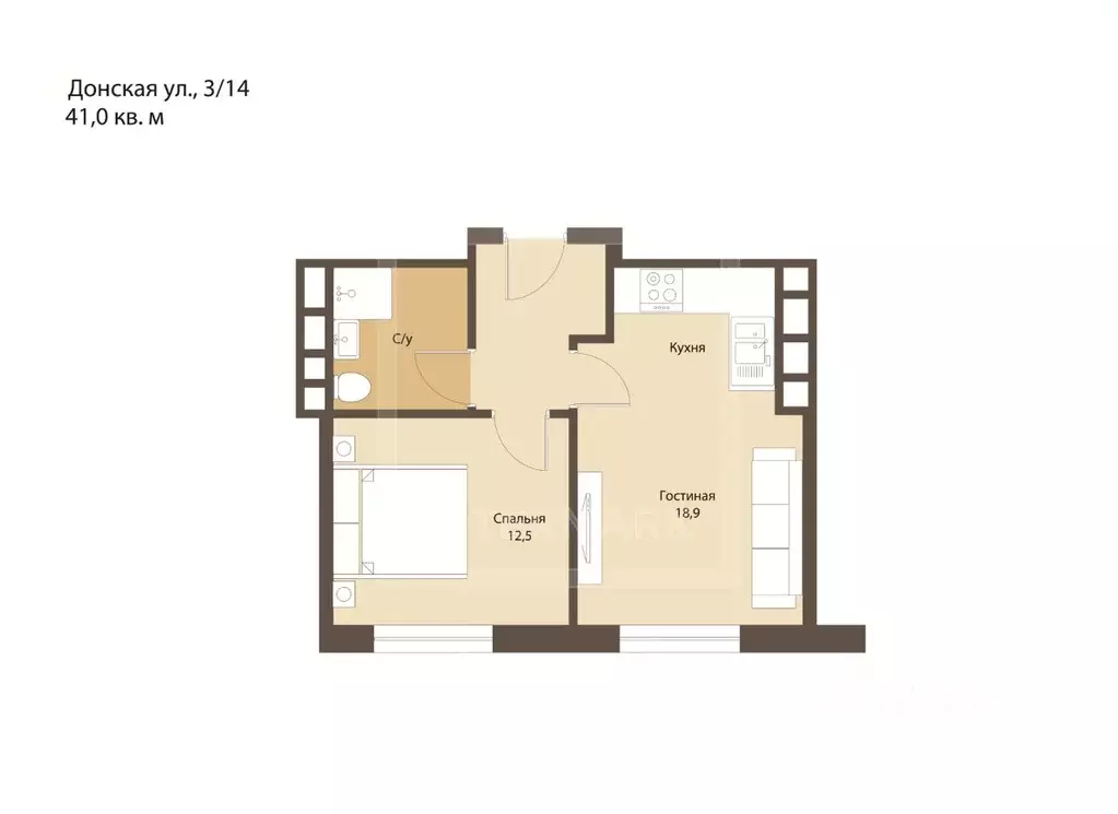 2-к кв. Москва Донская ул., 14 (41.0 м) - Фото 2