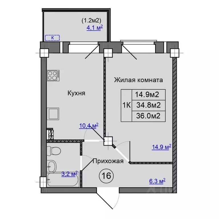 1-к кв. Псковская область, Псковский район, Завеличенская волость, д. ... - Фото 1