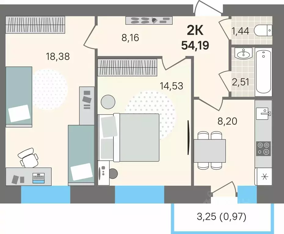 2-к кв. Пермский край, Пермский муниципальный округ, с. Култаево ул. ... - Фото 1