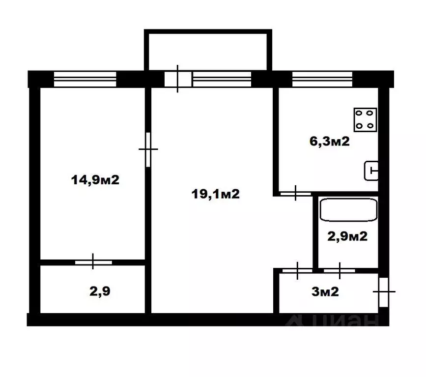 2-к кв. Башкортостан, Уфа ул. Свердлова, 42 (44.8 м) - Фото 0