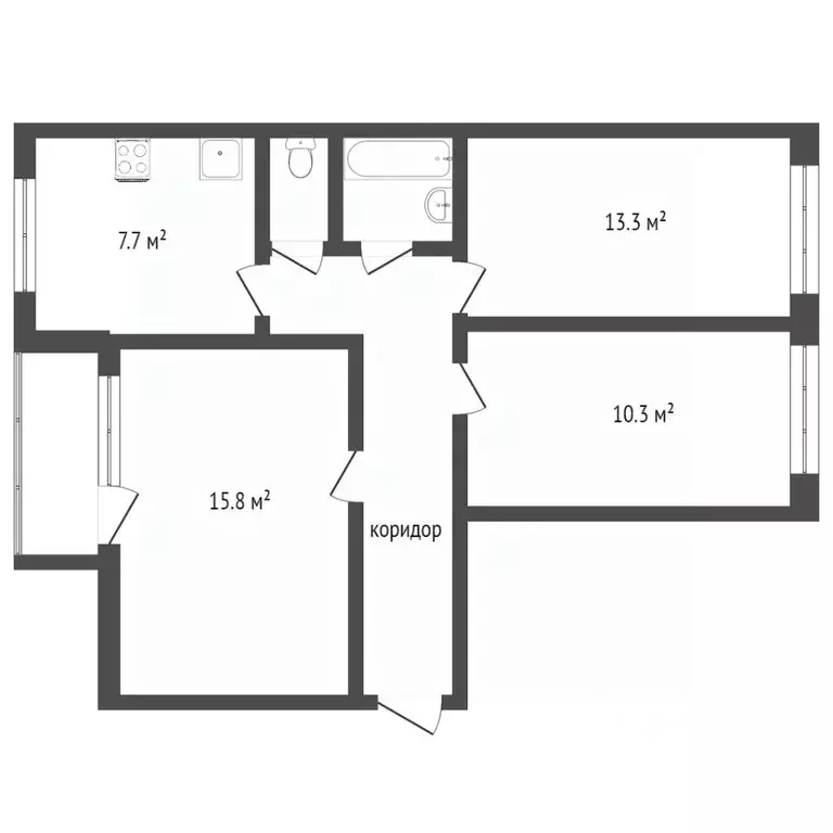 3-к кв. Ханты-Мансийский АО, Сургут просп. Мира, 26А (62.9 м) - Фото 2