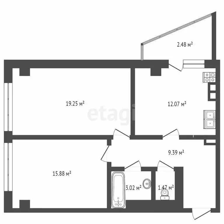 2-комнатная квартира: Ростов-на-Дону, улица Нансена, 119Б (61 м) - Фото 0
