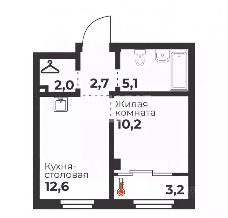 1-к кв. Челябинская область, Челябинск ул. Братьев Кашириных, 80 (37.2 ... - Фото 0