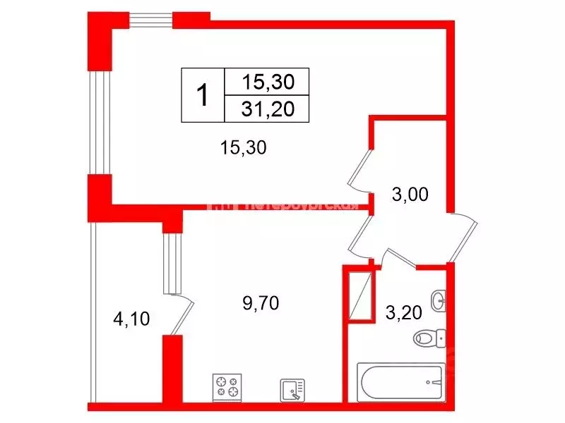 1-к кв. Санкт-Петербург 1-й Предпортовый проезд, 13 (31.2 м) - Фото 1