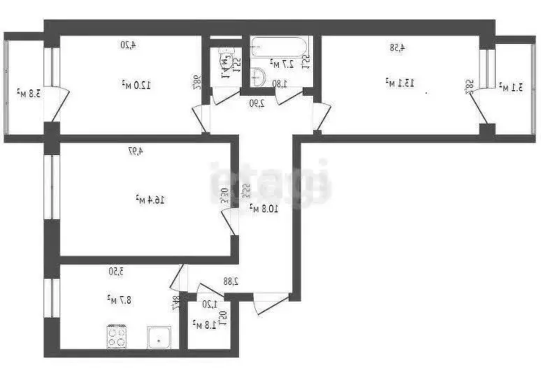 3-комнатная квартира: Ишим, улица Республики, 10В (66.9 м) - Фото 0