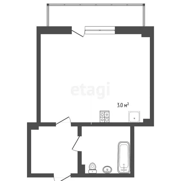 Квартира-студия: Тюмень, улица Николая Никитина, 2 (26.7 м) - Фото 0