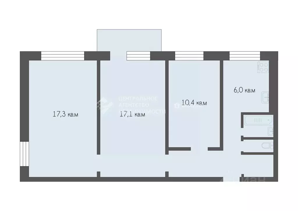 3-к кв. Рязанская область, Рязань Песочня тер., ул. Зубковой, 12 (60.9 ... - Фото 2