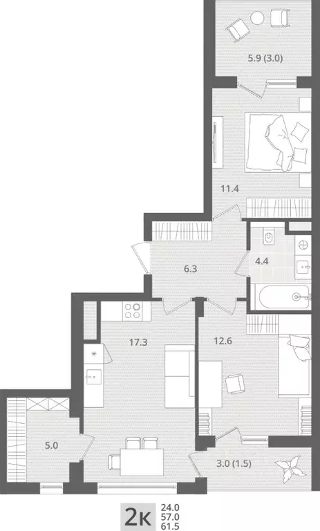 2-к кв. Калининградская область, Пионерский пос. Рыбное, Мо ре жилой ... - Фото 1