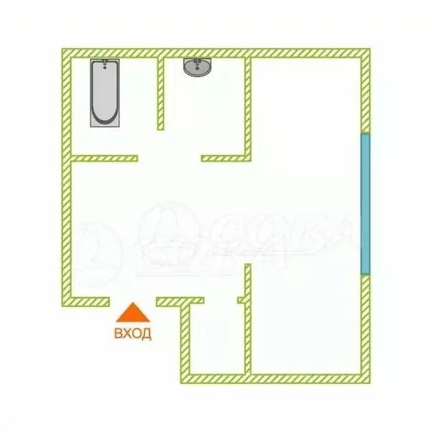 1-к кв. Курганская область, Курган просп. Конституции, 32 (18.3 м) - Фото 2