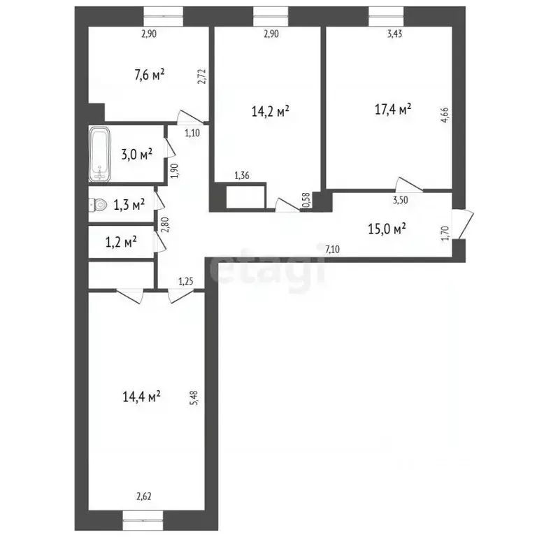 3-к кв. Челябинская область, Чебаркуль ул. Ленина, 20 (76.2 м) - Фото 2