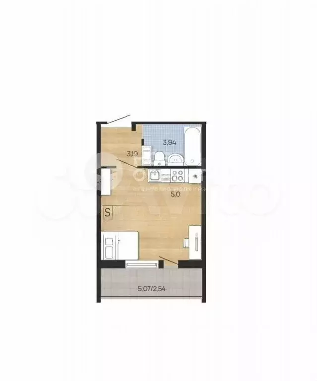Квартира-студия, 26,8 м, 2/11 эт. - Фото 0