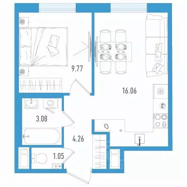 1-к кв. Санкт-Петербург дор. Муринская, 67 (34.22 м) - Фото 0