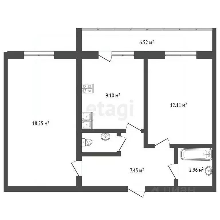 2-к кв. Марий Эл, Йошкар-Ола ул. Йывана Кырли, 43А (54.9 м) - Фото 2