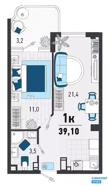1-комнатная квартира: Агой, Конечная улица, 4 (39.1 м) - Фото 0