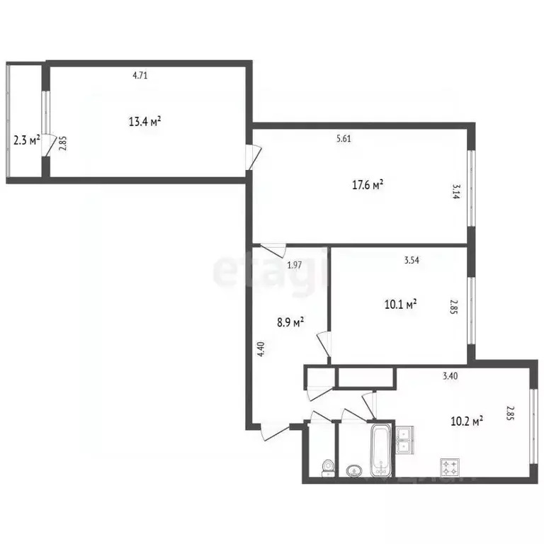 3-к кв. Санкт-Петербург просп. Испытателей, 15К1 (63.6 м) - Фото 1