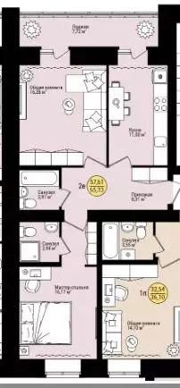 2-к кв. Марий Эл, Йошкар-Ола Молодежная ул., 22 (65.33 м) - Фото 2