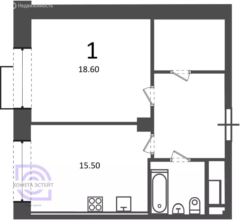 2-комнатная квартира: Москва, Клинская улица, 2А (53.6 м) - Фото 1