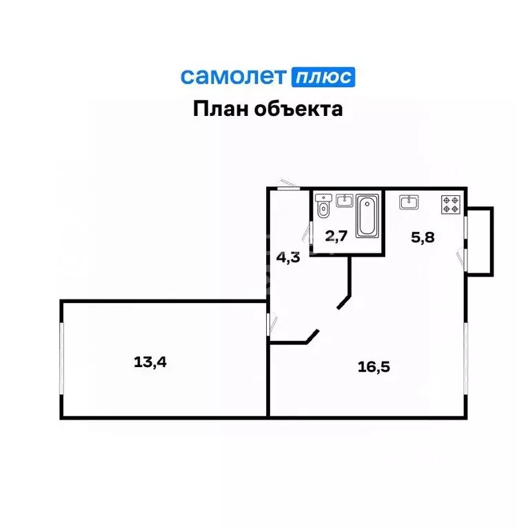 Квартира, 2 комнаты, 43.7 м - Фото 0