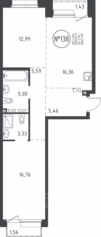 2-к кв. Иркутская область, Иркутск ул. Эдуара Дьяконова, 10 (68.35 м) - Фото 0